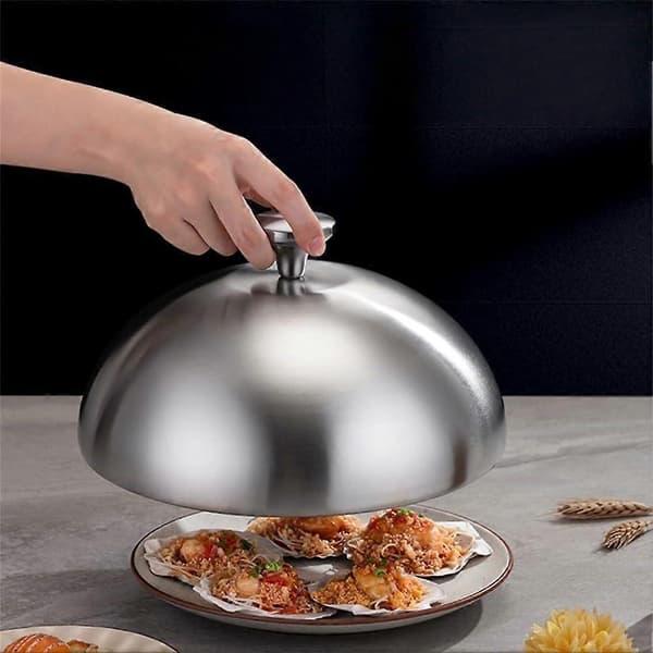 Matkuppel i rustfritt stål 14 cm holder maten varm og insektsikker for matlaging og servering