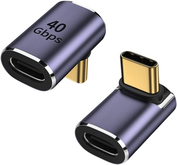 USB-C 90 Degree Adapter (2-pack), USB-C Male to USB-C Female