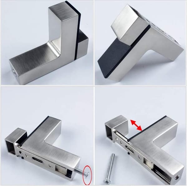 Justerbart hyldebeslag i metal, børstet nikkel, til 3-30 mm træ-/glashylder, 2 stk.