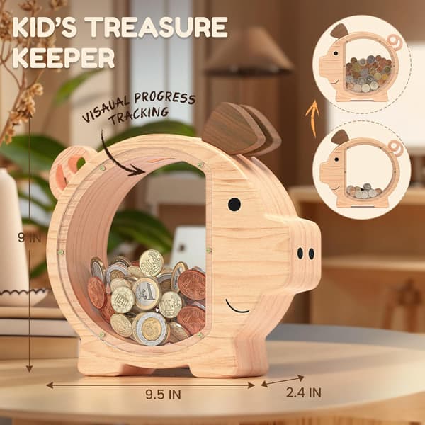 Okrossbar spargris i trä för barn, kreativ presentlåda [JUN]