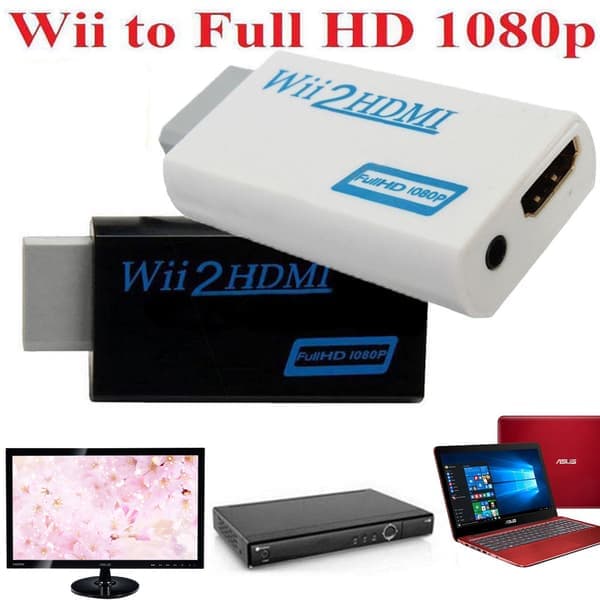HDMI adapter compatible with Nintendo Wii - Full HD 1080p White White