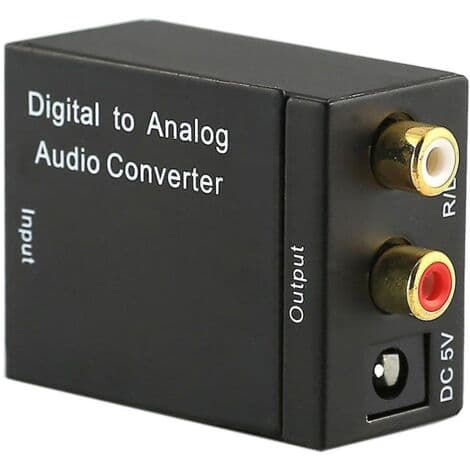 Digital til analog lydkonverter, koaksial optisk digital koaksial Toslink til analog RCA L/R-konverter, lydforsterkeradapter