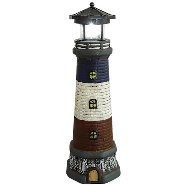 Luminous Lighthouse Statue Solar Powered Lighting Nautical Decor 12x12x37.5cm 1pc Black 12x12x37.5cm