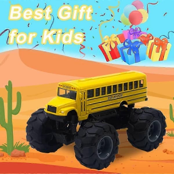 Skolebus Monstertrucks Trykstøbt 1:43 Gul Legetøjsbiler Modeller Metal Træk Tilbage Legetøj til Børn