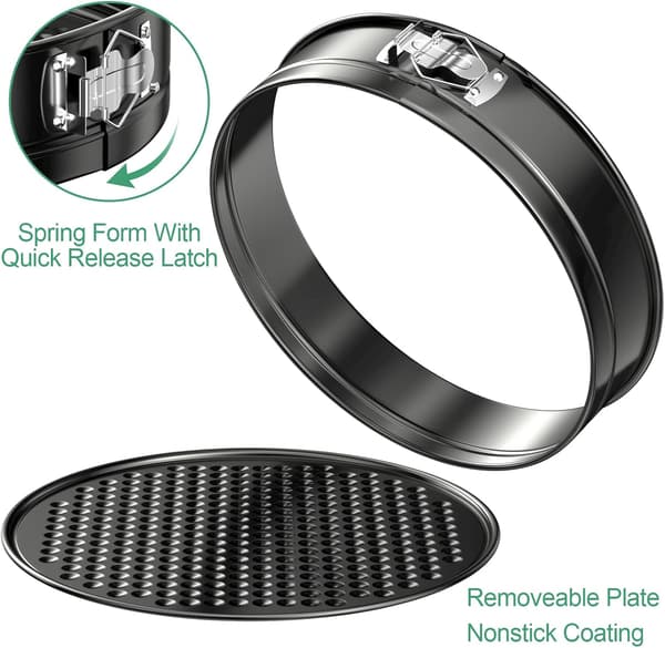 3 stk Runde Springformer, 12/18/22cm Runde Kakeformer, Non-Stick Sett Rustfritt Stål Springformer Avtakbar Bunn
