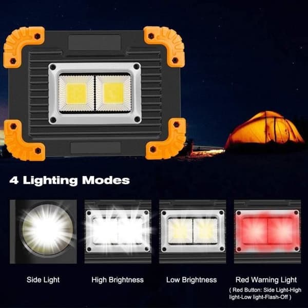 Oppladbar LED-hodelykt, 10W 750LM Byggeplasslykt, Arbeidslampe med USB, 4 moduser Vanntett Hodelykt (2[DB]