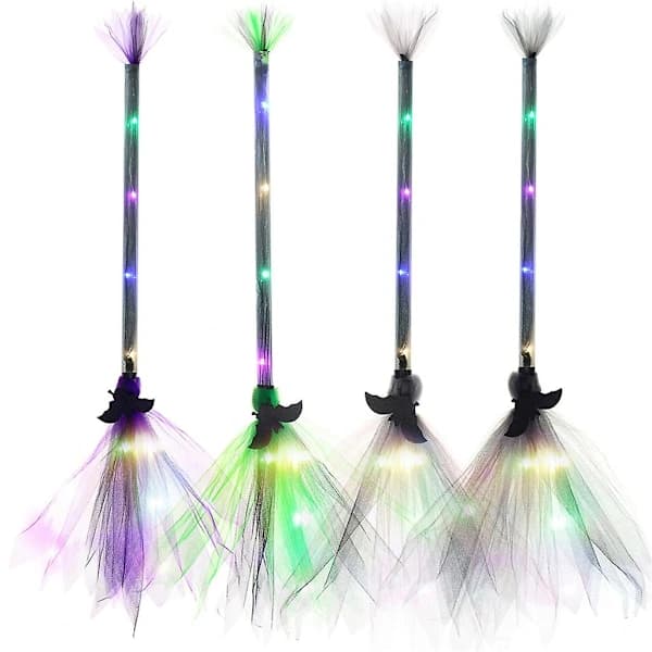 Lilla Halloween LED-kost Heksekost Hjemmefest Festlig Lilla, A