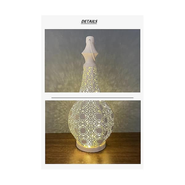 Moroccan Style Metal Table Lamp Battery Operated Cordless Lamp With Christmas Lights