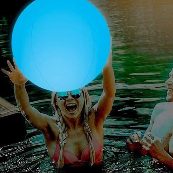 Oppustelig LED-strandbold, 13 farver lysende oppustelige bolde, udendørs strand- og pool-legetøjsbold med LED-lys