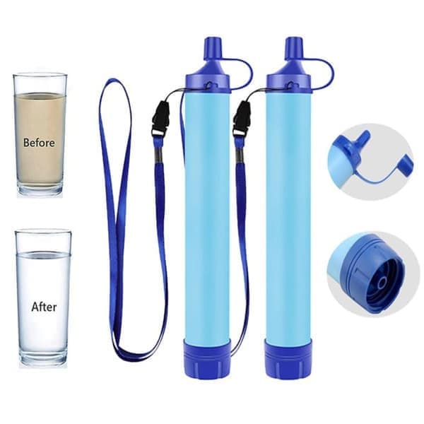 2-pack bärbara kolvattenfilterrenare - Överlevnadsfiltreringssystem för nödsituationer, camping, vandring, resor, utomhusförberedelser 2-pack 2st 2pcs