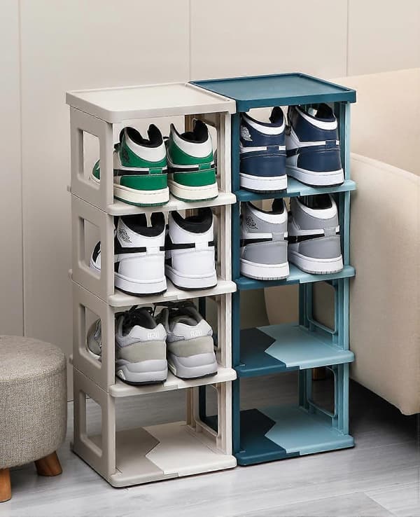 1 pc Shoe Rack - Foldable Shoe Storage and Organization for Entryway, Assembly-Free Shelf, Space-Saving Shoe Rack White-brown 5 5 White-brown
