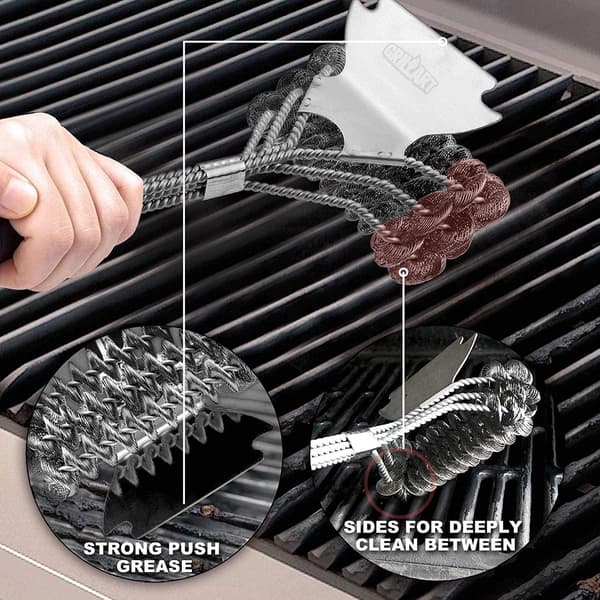 Grillborste och skrapa utan borstar – Säker grillborste för grill –*