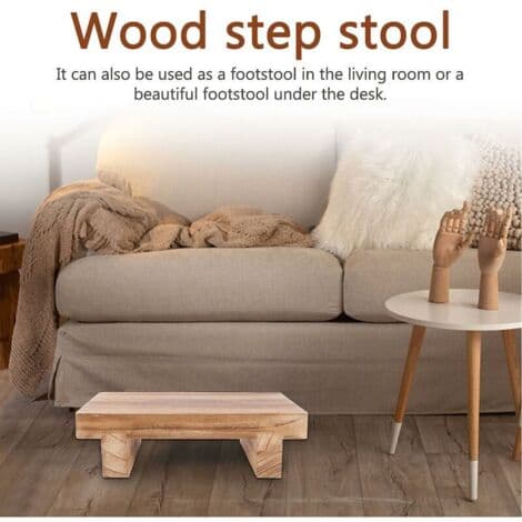 Solid Wood Stool 25 x 18 x 7 cm - Mobile Footstool for Easy Access to Beds - Safe for Use by Children and Adults
