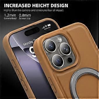 Kompatibelt deksel til iPhone 16 Pro Max, kompatibelt med MagSafe, TPU + PU, stativ, telefonens bakside (grønn)