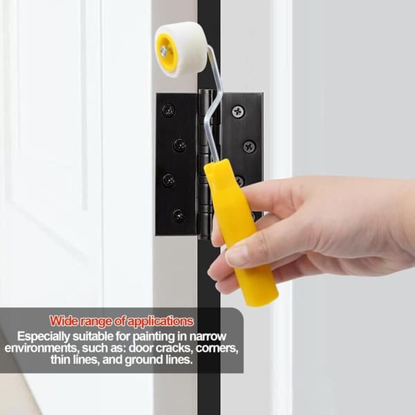 Mini 1.2 cm Paint Rollers Compatible with Edge or Corner Touch-ups. Small Wool Brushes. Small Paint Tool Set (1 Brush + 3 Rollers)[LD]