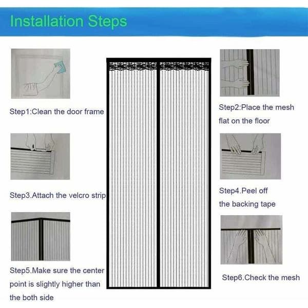 Magnetic Door Screen 140x220cm, Ultra-Fine Mesh Fly Curtain for Doors, Automatic Closing, No Drilling, Black
