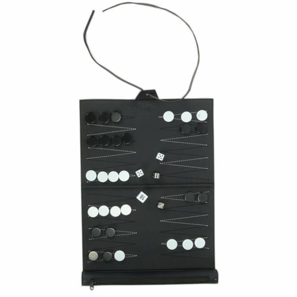 Portable Backgammon with PU Leather Chessboard Foldable Backgammon Board Travel Gifts