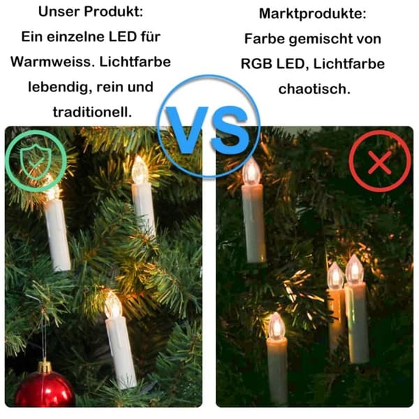 LED Christmas Tree Lights Wireless Christmas Lights Warm White + RGB with Batteries 30pcs