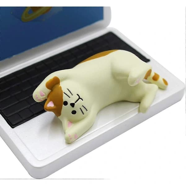 Lovely Cat Lying on Notebook, Mobile Phone Stand, Desk Animal, Smartphone Holder