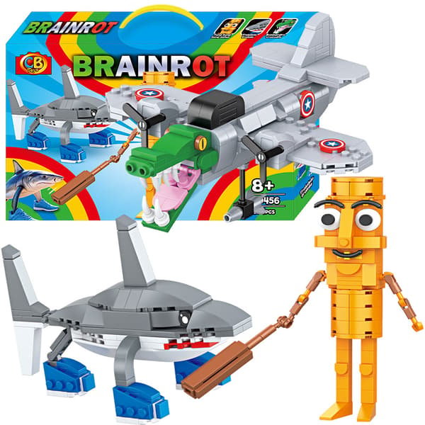 Sæt med 3 - Brainrot byggeklodser - Byggeklodsfigursamling