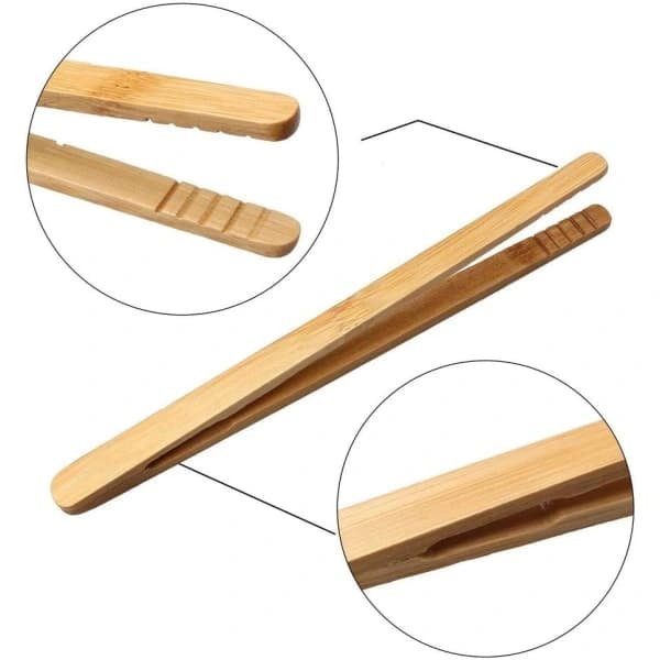 2 st Bambu Toasttänger, 18 cm/7 tum Trätänger Återanvändbara Bambu Kökstänger för Ost Bröd Te Brun