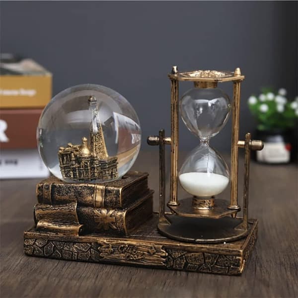 LED Musikkrystal Sneglokke med Timeglas Timer Boligindretning