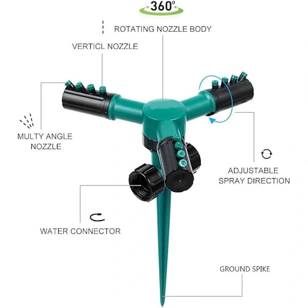 Grässprinklersystem Trädgårdssprinkler 360 roterande trädgårdssprinkler