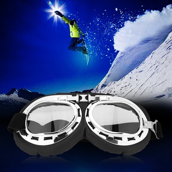 Motorcycle Cycling Windproof Anti UV Goggles Outdoor Skiing Protective Glasses Clear Lens