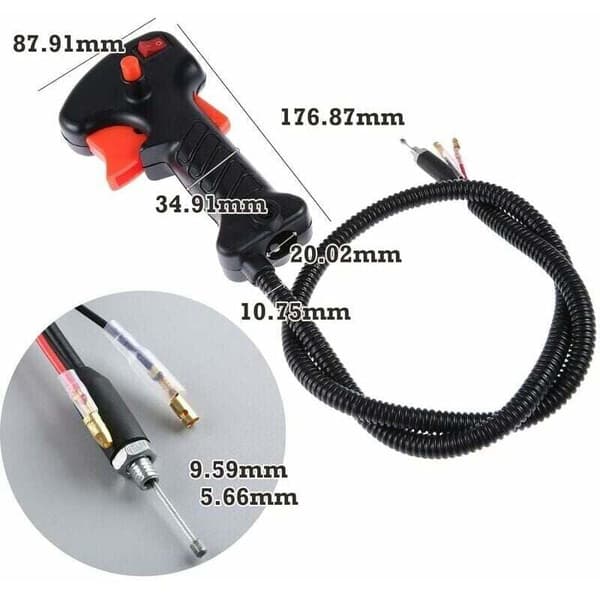 Universal brush cutter handle with throttle cable, 81 cm long, compatible with various brands
