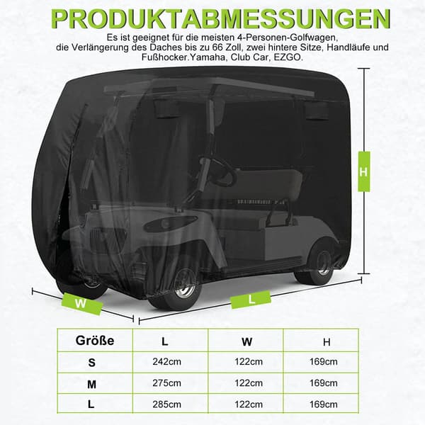 242*122*168 cm, Beskyttelsesovertræk til autocamper, golfvognsovertræk til 2-4