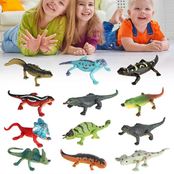12 Deler Realistiske Dyrefigurer Figurer For Samling Festutstyr Øgle