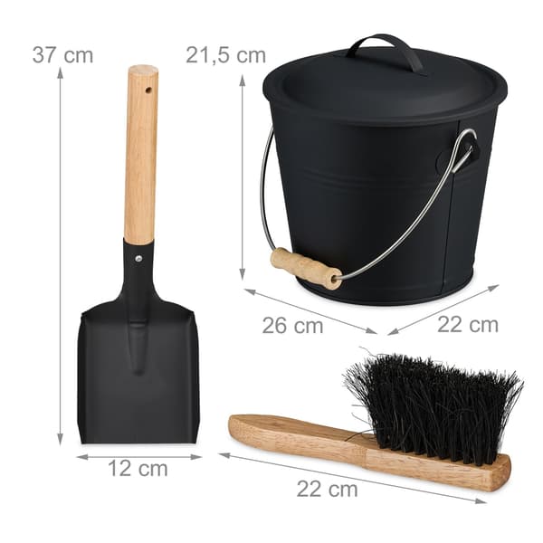 Tuhka-astia kannella, lapiolla ja harjalla, 4,5 l