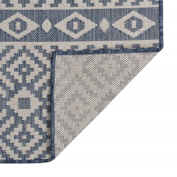 vidaXL Utendørsteppe flatvevd 140x200 blå striper Blå blue