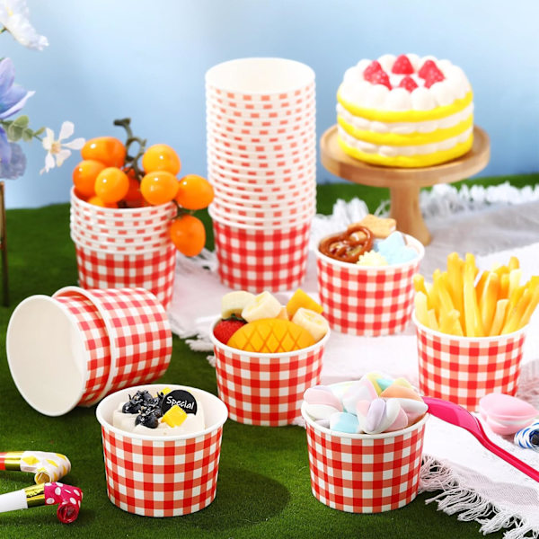 100-pakning 9 oz Gingham-fest Red