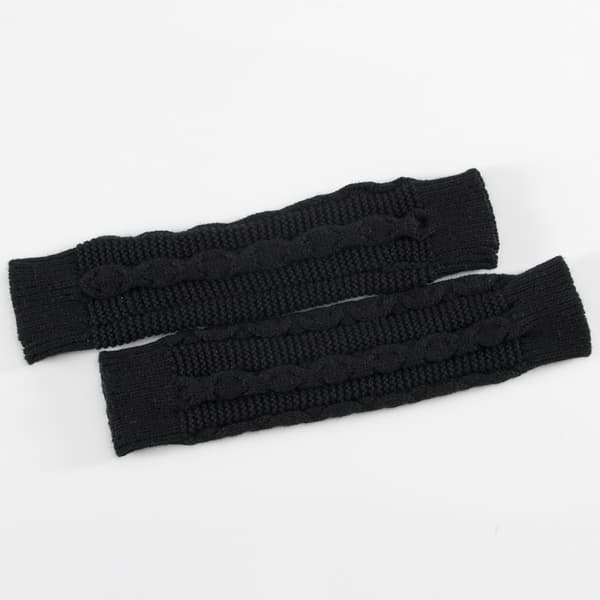 Stickade Vantar Fingerlösa Armvärmare Tumhål Elastiska Vantar