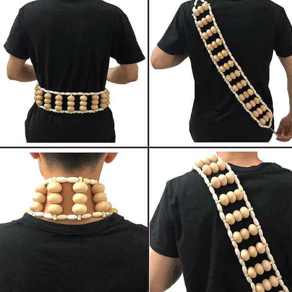 Telescopic wooden back massager with wooden handle