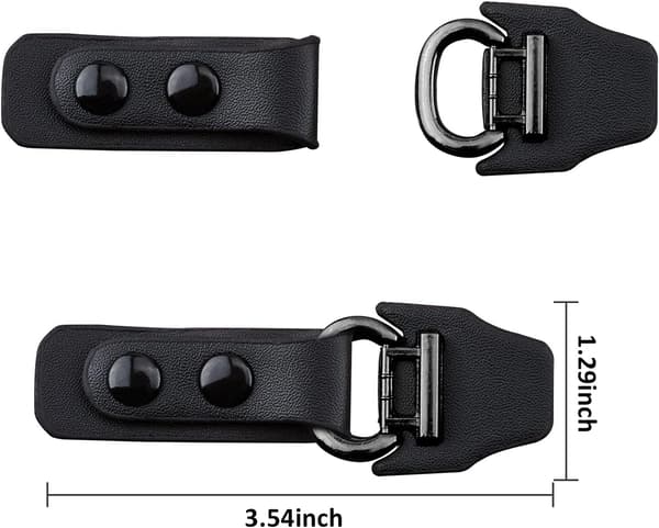 4 st svarta metallklämmor i läder, klämmor för kläder, accessoarer, sömnad