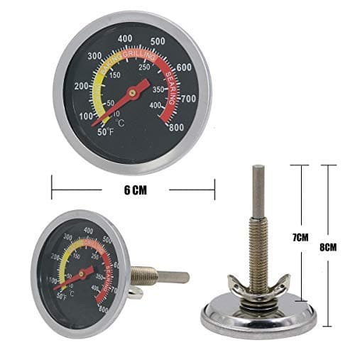 6CM Termometer, Grillrøg Termometer, BBQ Termostat