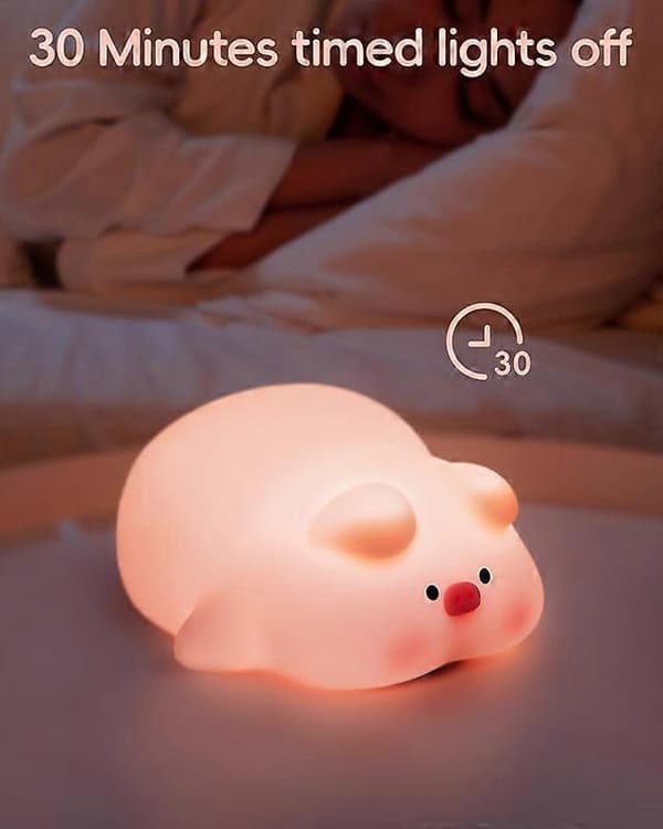 Nattlampe Gris for Barn, Søt Silikonlampe Gris