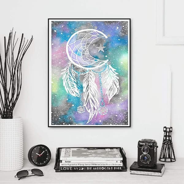 DIY Voksne Barn Drømmefanger 5D Diamantmaleri Kit Rund Diamant Håndverk Hjemmeveggdekor