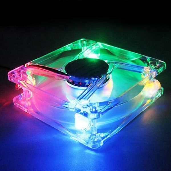 8025 Clear 8cm Chassis Cooling Fan with LED Lights for PC Computer Case
