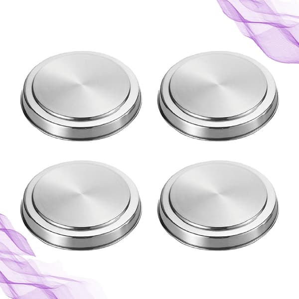 Runda Spisbrännarlock Pläterat Silver Rostfritt Stål Dammskydd 4-pack