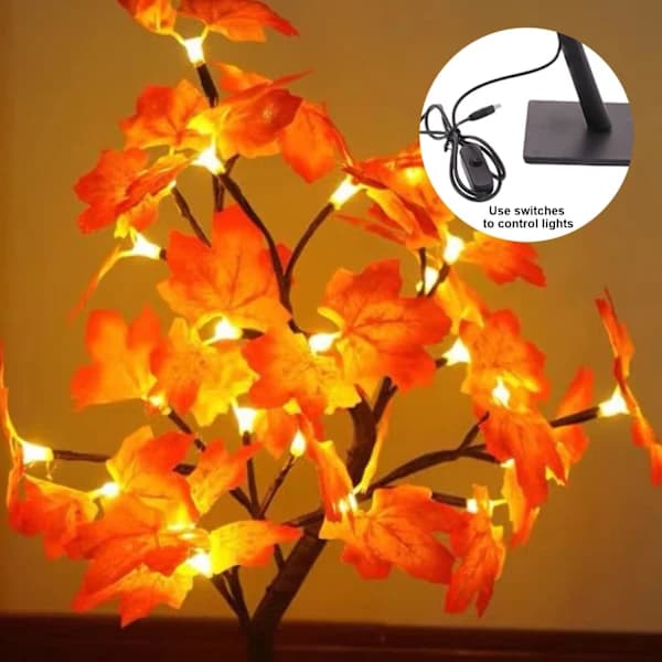 Maple Leaf Lys: Efterårsdekoration Lys med 24 LED, USB Maple Leaf Lys, Maple Leaf Lys