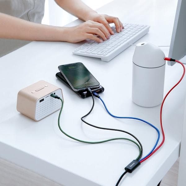 Baseus 4i1 USB-kabel til Lightning, 2x USB-C & microUSB 3.5A 1