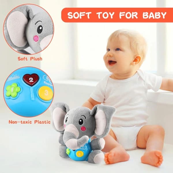 Interactive Plush Elephant, Baby Toy 6+ Months, Musical Toy with Sound and Light, Activity and Developmental Toy Educational...