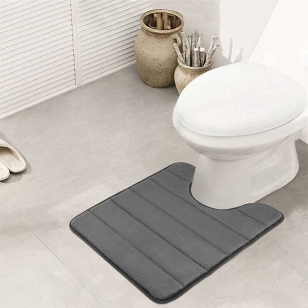 Sklisikker toalettmatte i memory foam 50x60cm absorberende vaskbar mørkegrå