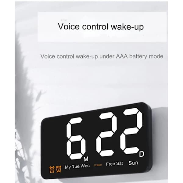 Digital vægure, LED digitalt ur, 12/24 timer, store tal, lydløst, grøn