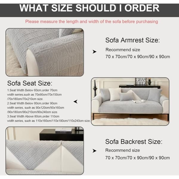 Blødt fløjls sofabetræk skridsikkert til 1/2/3/4-personers L-formet hjørnesofa Universal Pasform Lysegrå 90x180cm 1 stk