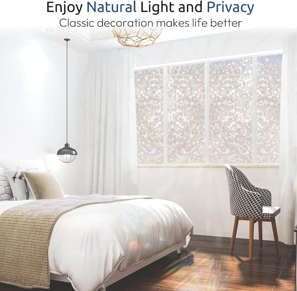 Window Film, Stone Pattern Window Decal, 3D Privacy Film (30cm x 200cm)