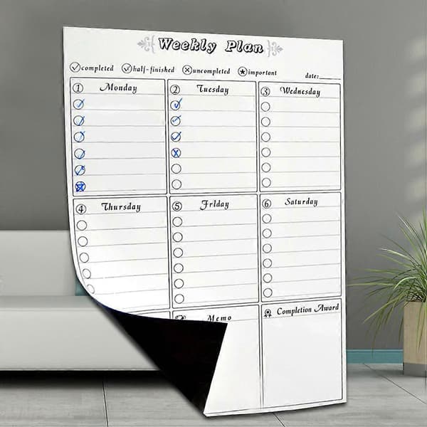 Magnetisk whiteboard magnetisk ukeplanlegger ukeplanlegger kjøleskapsmagnet magnetisk kjøleskapsplanlegger ukeplanlegger kjøleskap (FMY)